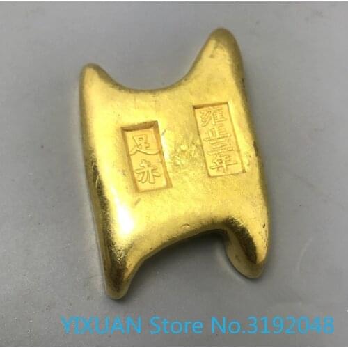 Antiguo lingote de oro Yuan Bao chapado en oro yongzhou artesanía de tres años