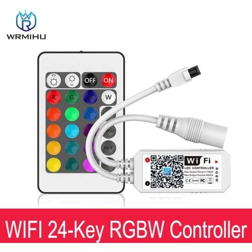 DC5-28V Wifi 24-Key RGBW LED Music Mini Controller Dimming Alexa Google Colorful Light Bar Smart Phone APP Control