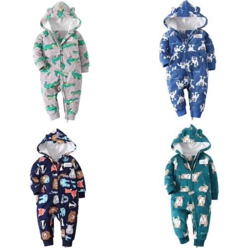 Newbron baby winter jumpsuit warm long sleeve fleece unisex baby girl clothes new born boy clothing outwear costume zipper 2021