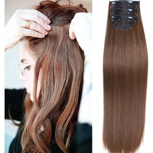 MERISIHAIR Long Straight Hair Extension Synthetic Hair Clips 23 colors 2 clips/pcs High Temperature Fiber Black Brown Hairpiece