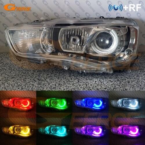 RF remote Bluetooth APP Multi-Color Ultra bright RGB LED Angel Eyes kit For Mitsubishi lancer 10 X EVO 2008-2015 xenon headlight