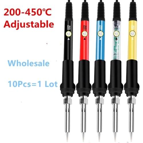 Wholesale 10pcs 60W Electric Soldering Iron Adjustable Temperature 220V 110V Welding Solder iron Rework Station Desoldering Iron