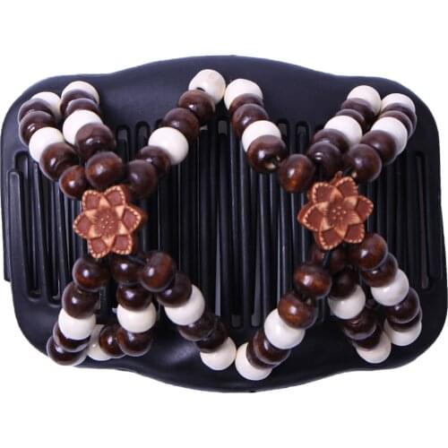 Thick Hair Double Clip Combs Bun Maker Hair Beauty Bow Bead for Women Easy Updo Holds Long Short Hair Double Clip Comb Headwear