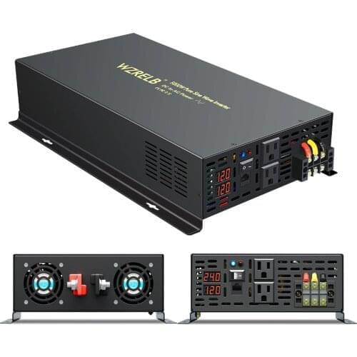 Pure Sine Wave Inverter Power 5000W Solar Panel Inverter 12V/24V/48V/96V/110V DC to AC 110V/120V/220V/230V/240V Wired Controller