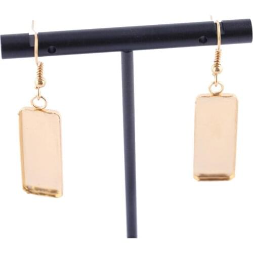 3pairs Gold Plated Stainless Steel Rectangle Cabochon Earring Setting Trays Diy Bezel Blank findings For Jewelry Making