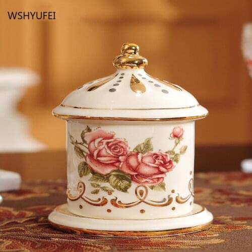 European style ceramic toothpick holder personality creative fashion household toothpick iron cotton swab box double layer