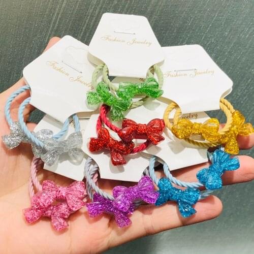 2Pcs Bow-knot Shiny Hair Accessories Children Rubber Bands Scrunchies Elastic Hair Bands Girls Headband Decorations Ties