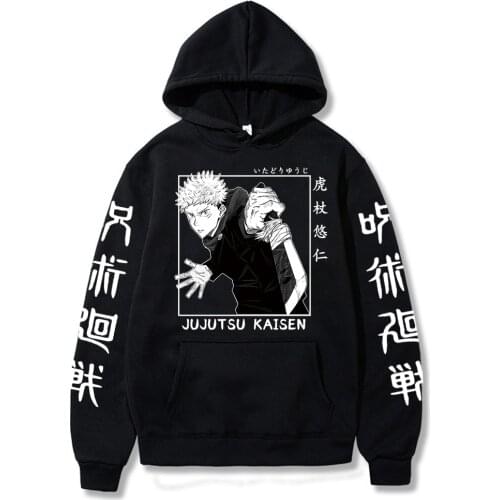 Japanese Anime Hoodies Jujutsu Kaisen Graphic Hoodie Anime Streetwear Harajuku Yuji Itadori Sweatshirts Male Tops