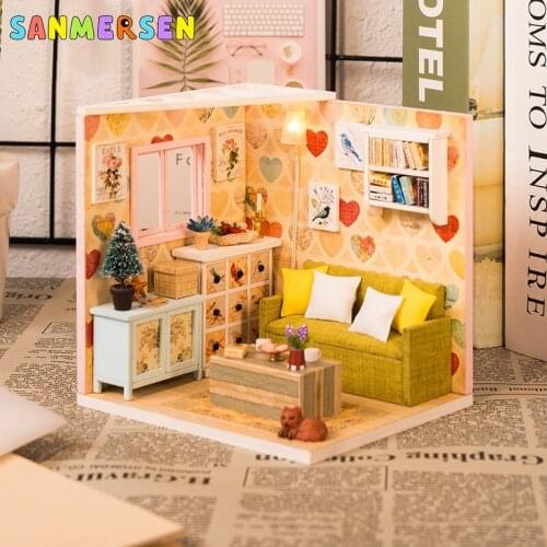 DIY Doll House Hand Make Wooden Assemble Doll Houses Miniature Dollhouse Furniture Kit with LED Toys Children Christmas Gift