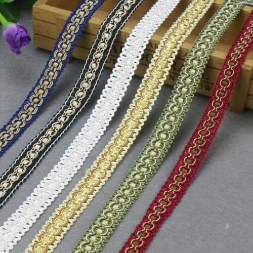 5Yards 1.8cm High Quality Gold White Ethnic Style Embroidery Lace Trim Ribbons Fabric Sewing DIY Accessories For Clothes Curtain