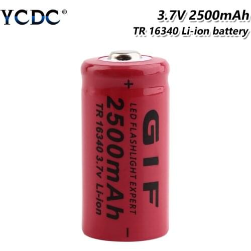 1/2/4/6/8 Pcs Red GIF 16340 2500mAh Li-ion Battery Rechargeable For Flashlight Torch Toy Power Bank CR123A CR17345 K123A Replace