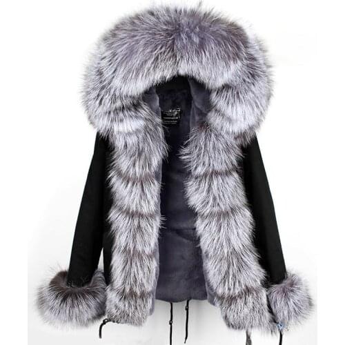 Maomaokong Fashion Womens Clothing Fox Fur Big Fur Collar Keep Warm in Winter Removable Liner Pike Clothing