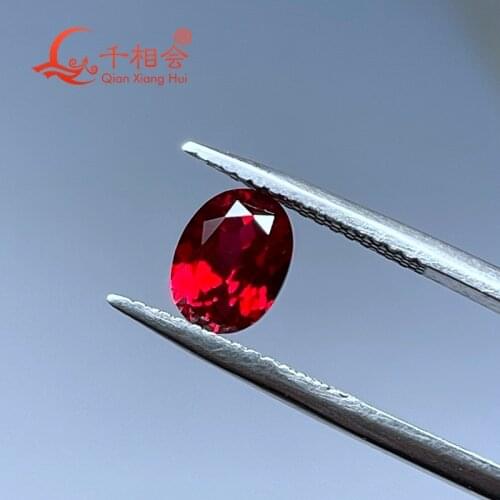 Czochralski method laboratory cultivation of ruby oval shape red color loose gemstone