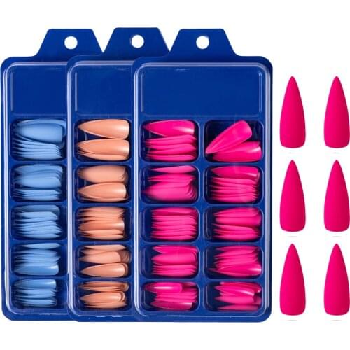 100PCS/Box Matte False Nail Tips Fake Nails Art DIY Long Stiletto Acrylic Manicure DIY Tools Full Style 14 Colors Hot Sale Tool