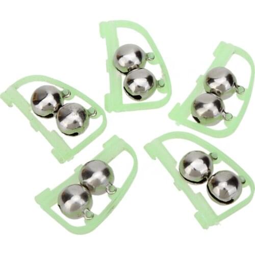 New 5Pcs/Set Alarm Bells Luminous Twin Bells Fishing Bite Alarm Clip on Fishing Rod for Night Fishing Tackle Tools