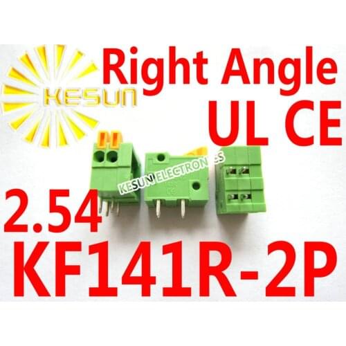 100PCS KF141R-2P 2Pin 2.54mm Pitch Right Angle PCB Spring Teminal Block Connector
