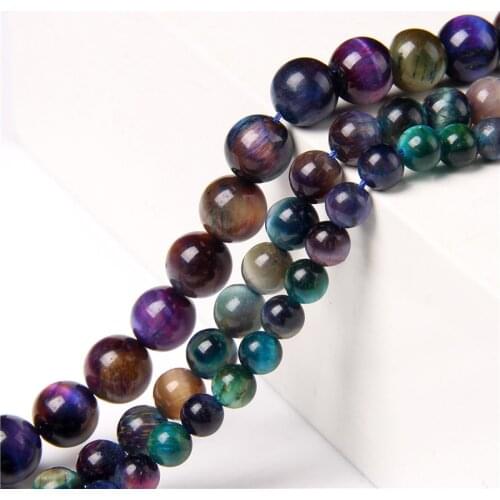 Rainbow Tiger Eye Natural Semi-precious Stone Beads 6MM 8MM 10MM Polished Loose Beads For DIY Jewelry Making Bracelet Beadworks