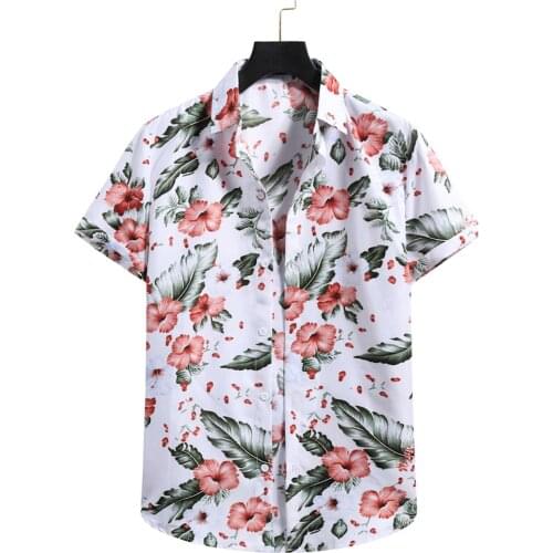 Shirts For Men Flower Shirt Summer Casual Men Shirt Hawaiian Print Male Tops Short Sleeve Shirts Streetwear 2021 Camisa