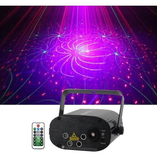 Sharelife 4 Lens Mini 80 RGRB Pattern Laser Light Music Remote Control Motor Speed DJ Gig Party Home Show Stage lighting 80RGRB