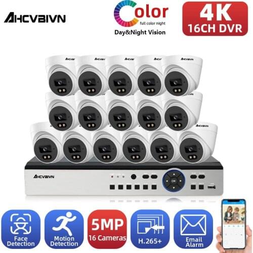 H.265 5MP CCTV Video Surveillance Camera System Kit 16CH 4k AHD DVR Ourdoor Motion Detection Security Camera System Set Onvif