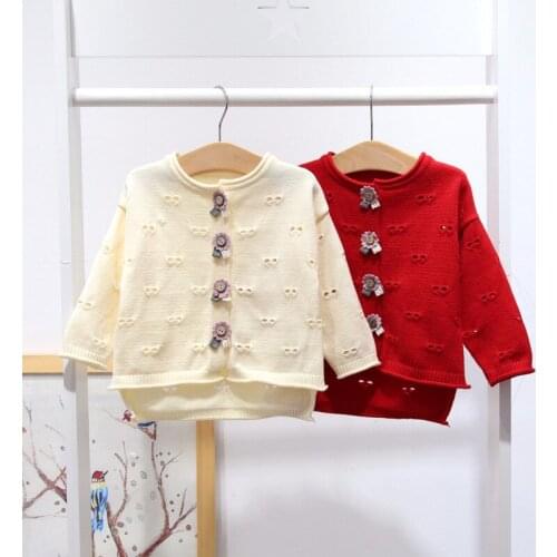 Brand New Baby Girl Sweater Cardigan Infant Girls Flowers Button Sweaters Jacket Tops Clothing