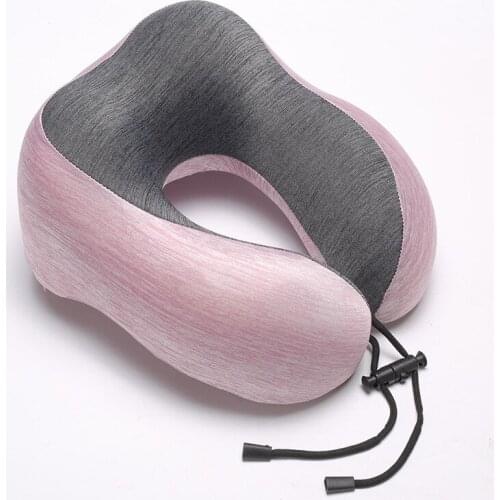 Women man sports pillow memory foam filling slow rebound travel neck pillow u shaped cushion with carry bag pink blue grey color