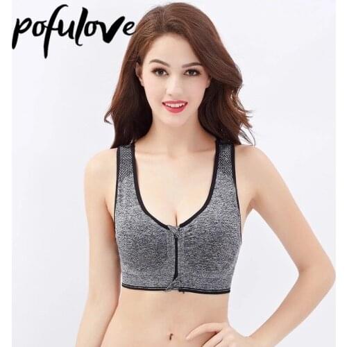 Sport Bra Zipper Push Up Bras Women Fitness Gym Running Crop Top Female Underwear Bralette Sportswear Breathable Seamless Tops