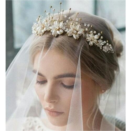 2021 wedding hair design hairpin crown bride flower bridal dress fashion accessory Bridal Headpiece woman Baroque Crystal party