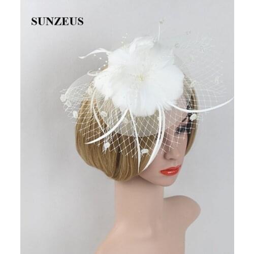 Wedding Hats with Feathers Ivory Bridal Hats with Headband Womens Hair Accessories chapeau de mariage femme SH23