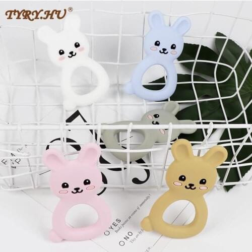 TYRY,HU New 1pc Cute Bunny Silicone Teether BPA FREE Tiny Rod DIY Pacifier Chain Accessories Infant Tooth Care Teething Product
