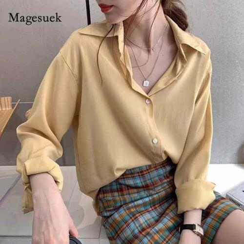Plus Size Long Sleeve Simple Loose Blouses Women Top 2021 New Korean Autumn Solid Shirt Cardigan Lady Clothing Blusas Mujer 9985