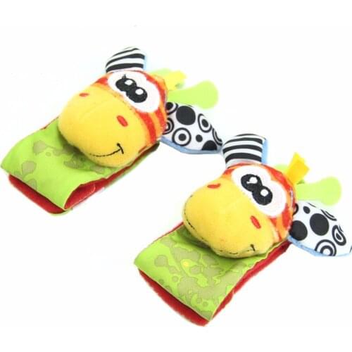 Animal Infant Baby Kids Hand Wrist Bells Foot Sock Rattles Soft Toys New W15
