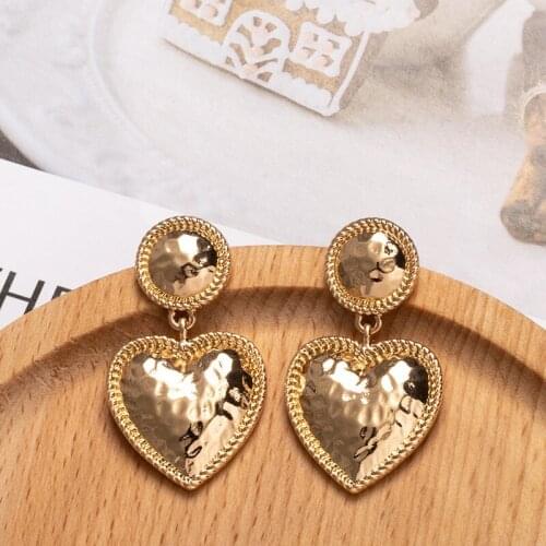 PZMYCS Gold punk earrings smetal heart drop Earrings for Women Weddings design Female Fashion Jewelry