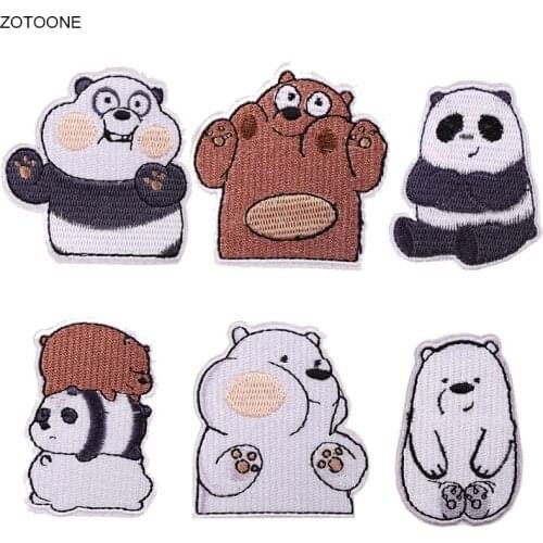 ZOTOONE Iron on Cute Bear Patch for Clothing Sew on Sticker for Kids Diy Heat Transfer Embroidered Diy Applications Fabric G