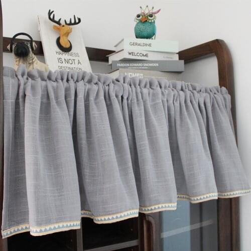 1 Piece Rod Pocket Pure linen Sheer Door Short curtains Bay Window Half Curtain Partition kitchen Drapes DL-DS012&D