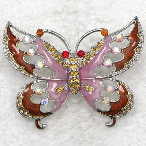 12pcs/lot Wholesale Fashion Brooch Rhinestone Butterfly Enamel Pin brooches C102078
