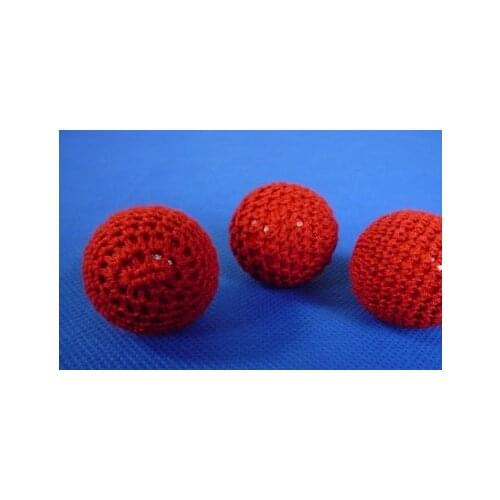 2pcs Crochet Ball (Dia 3.1cm,Red,1 normal+1 Magnetic Ball) accessory for Cup & Balls and Chop Cup Magic Tricks Close Up Gimmick