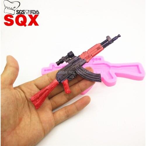 3D Gun Shape Silicone Mold Chocolate Mold Cake Mold Silicone Fondant Cake Decorating Tools Baking Tools MR89