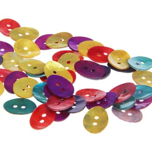 50 Pcs Oval Buttons 15x11mm 2 Holes Mother of Pearl Shell DIY Sewing Craft E56C
