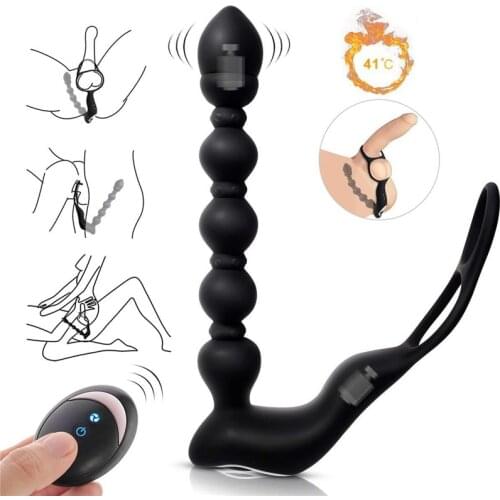 Wireless RC Male Prostate Massage Vibrator Penis Vibrator Ring Anal Plug Stimulator Butt Plug Delay Ejaculation Ring Toy For Men