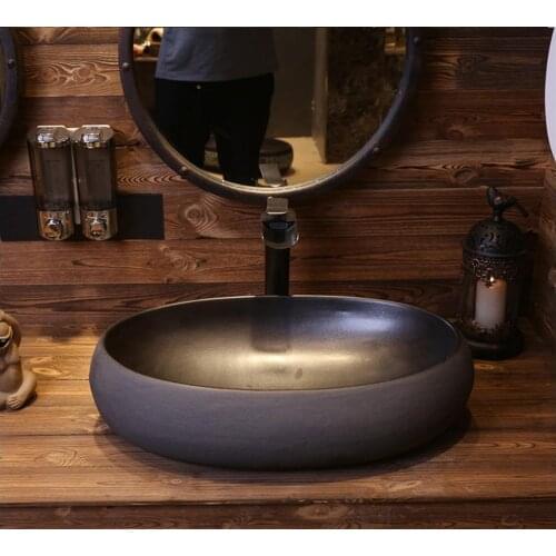 BIG Retro style oval shape porcelain wash basin for bathroom sink