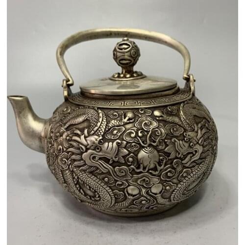 China White copper archaize dragon teapot crafts statue