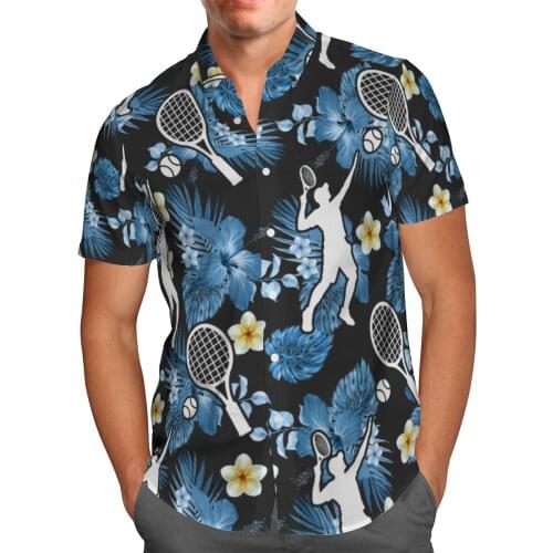Badminton 3D Beach Hawaiian 2021 Summer Mens Shirt Short Sleeve Shirt Streetwear Oversized 5XL Camisa Social Chemise Homme-89