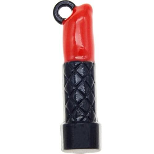 Julie Wang 4PCS Enamel Black Lipstick Charms Zinc Alloy Cosmetic Pendant Bracelet Jewelry Making Accessory