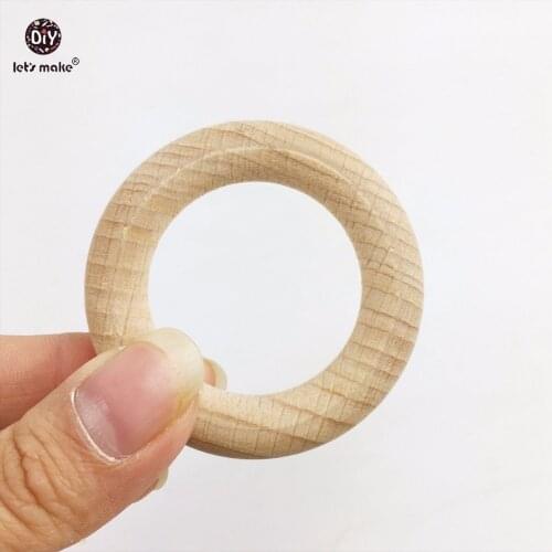 Lets Make Beech Wooden Ring 50pc Round Wood 54mm Teether DIY Bracelet Crafts For Infant Beech Wood Teething Ring Baby Teether