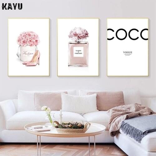 Fashion Wall Art Posters Perfume Bottle Poster Flowers Prints Vogue Canvas Painting Nordic Wall Pictures Living Room Decoration