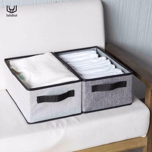 Luluhut new washable folding clothes storage box foldable underwear socks bra storage container cotton liene shirts storage box