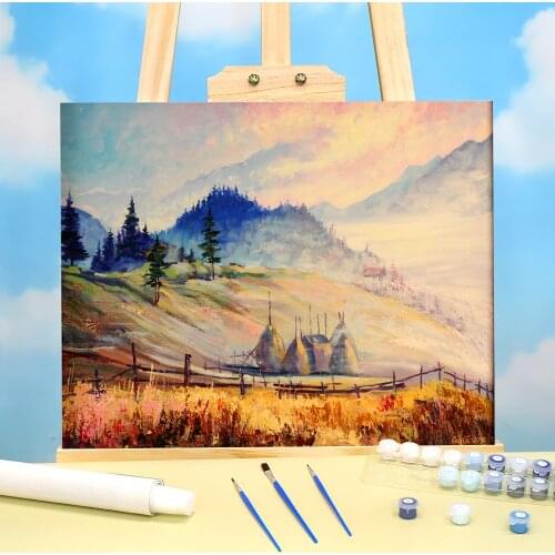 Landscape Autumn Fog Coloring By Numbers Painting Set Oil Paints 50*70 Picture By Numbers Photo Home Decor Kids Drawing