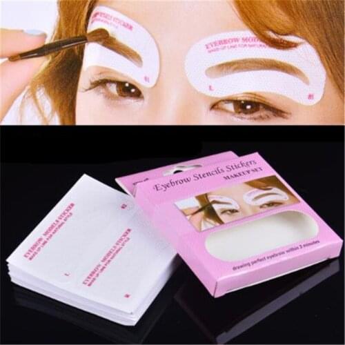 Disposable Eyebrow Stencil Set Non-Woven Cloth Stickers DIY Drawing Guide Grooming Shaper Template Card Eyebrow Makeup Tools