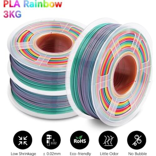 GOHIGH PLA Rainbow Filament 3 Roll with Spool 3D Printing Materials 3D Printer Refills Accessory Colorful Product